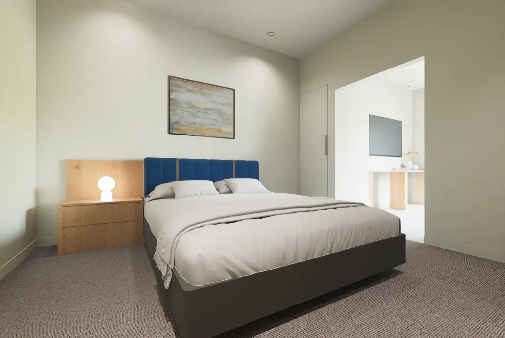 Corner apartment bedroom - Joy40 Oamaru Apartments