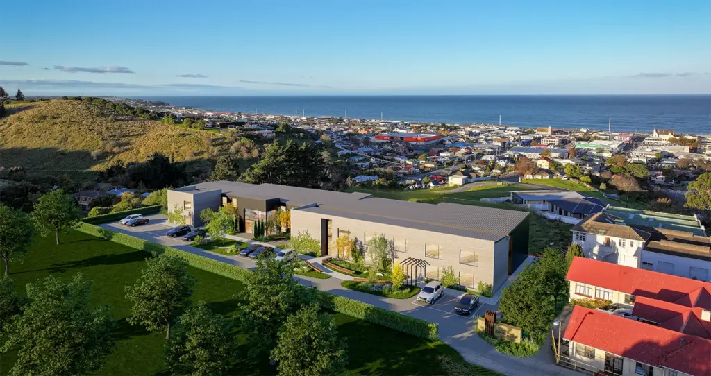 Joy40 Oamaru Apartments exterior and view over harbour - Oamaru accommodation